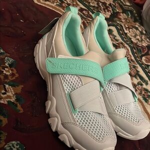 Skechers Women's White and Teal Sneakers